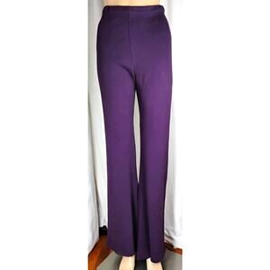 Michael Lauren Women S Plum Stretch Knit Wide Leg Flare Pull On Pants Minimalist